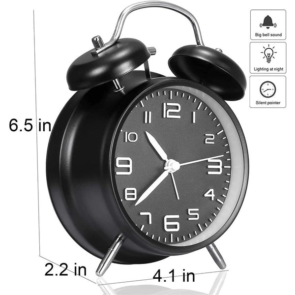 Matte Black Vintage Twin Bell Clock