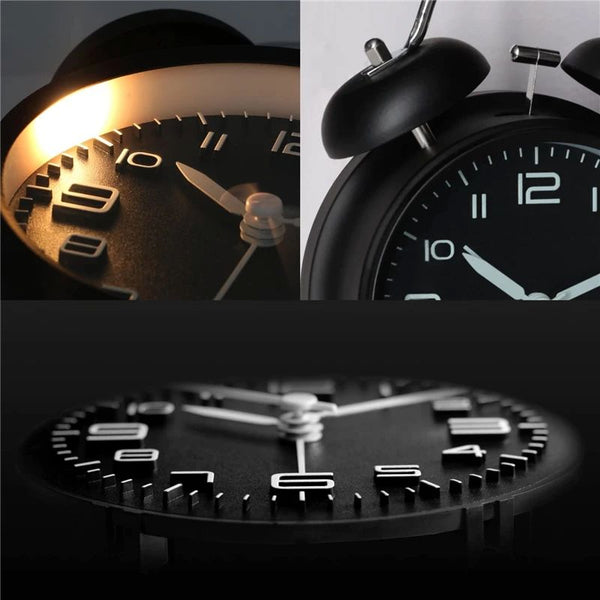Matte Black Vintage Twin Bell Clock