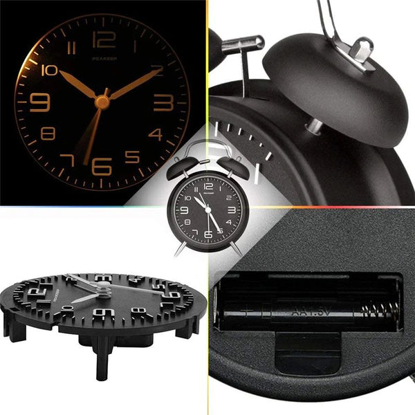 Matte Black Vintage Twin Bell Clock
