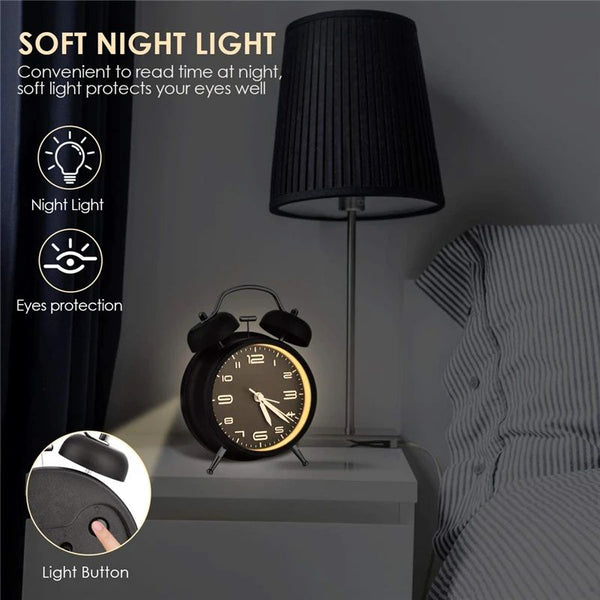 Matte Black Vintage Twin Bell Clock
