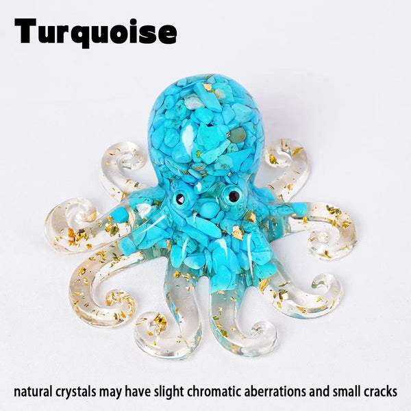 Natural Gemstone Resin Octopus Statue