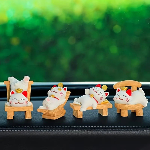 Lazy Fortune Cat Desktop Figurines