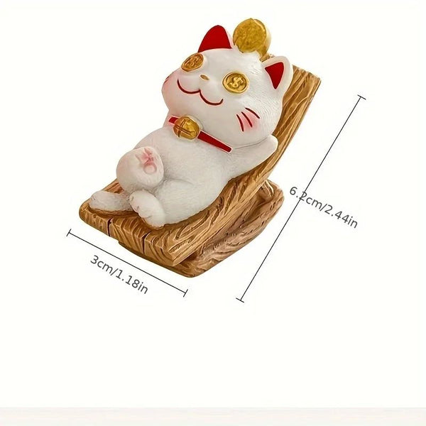 Lazy Fortune Cat Desktop Figurines